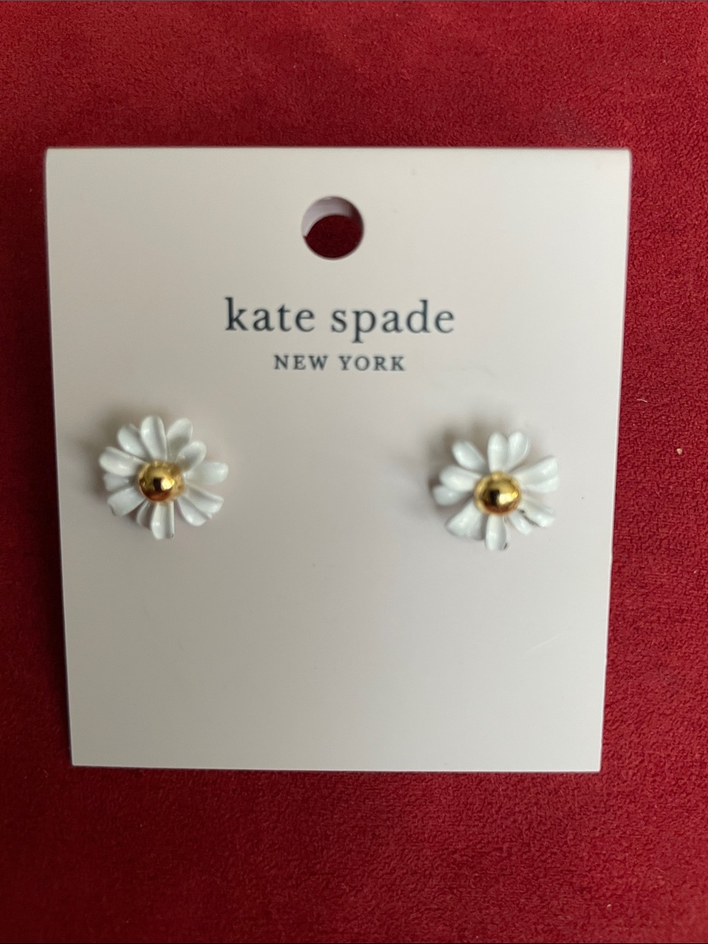 kate spade White and Gold Daisy Stud Earrings NWT